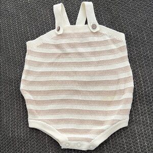 Rylee + Cru Cream and Tan Striped Bodysuit